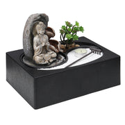 Buddha Fountain Zen Statue Water Feature Indoor Garden Ornament LED Lights Decor