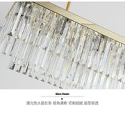 Crystal Dining Room Island Pendant Lamp Long Chandeliers Rectangle Ceiling Light