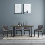 2x Luxury Dining Chair PU Faux Leather Metal Legs Grey Restaurant Kitchen Chairs