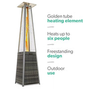 Pyramid Flame Tower Outdoor Gas Patio Heater - Grey Rattan