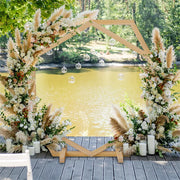 XL Stunning Double-Hexagon Wooden Wedding Arch Backdrop Stand Archway Arbor Boho