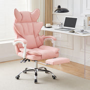 Racing Gaming Chair w/ Arm, Faux Leather Gamer Recliner Home Office, Black Pink