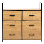 Wood Chest of Drawer Canvas Storage Cabinet Metal Frame Bedroom Office Organiser