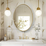 LUVODI Oval Bathroom Mirror Brushed Brass Framed Wall Mounted Mirrors for Vanity