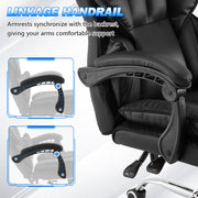 Racing Gaming Chair w/ Arm, Faux Leather Gamer Recliner Home Office, Black Pink