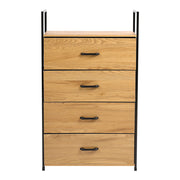 Wood Chest of Drawer Canvas Storage Cabinet Metal Frame Bedroom Office Organiser