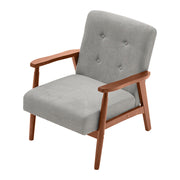 Mid-Century Solid Wooden Frame Armchair Tub Sofa Button Upholstered Accent Chair
