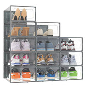 12PCS Stackable Shoe Box Clear Footwear Case Foldable Sneaker Storage Organiser