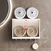 Wall Mount Cabinet Bathroom Shower Caddy 2 Door Vanity Storage Cupboard w/ Hooks