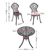 3/5Pcs Cast Aluminum Bistro Set Garden Furniture Dining Table & Cushioned Chairs