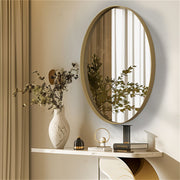 LUVODI Oval Bathroom Mirror Brushed Brass Framed Wall Mounted Mirrors for Vanity