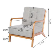 Mid-Century Solid Wooden Frame Armchair Tub Sofa Button Upholstered Accent Chair