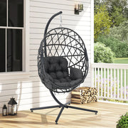 Garden Folding Cocoon Egg Swing Chair Rattan Hanging Basket Hammock with Cushion