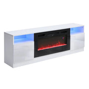 Electric Fireplace With 70in TV Stand Unit Cabinet Fire Logs Heater Flame 12 LED