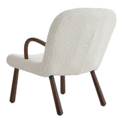 Sherpa Teddy White Single Sofa Armchair Button Wingback Accent Chair w/Footstool