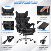 Racing Gaming Chair w/ Arm, Faux Leather Gamer Recliner Home Office, Black Pink