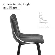 2 x Brown Grey Stripe Faux Leather PU Sauqre Bar Stools Pub Chair Padded Seats