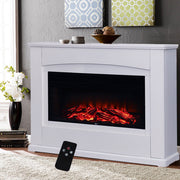 Electric Fireplace LED Log Fire Flame White Surround Standing Heater Set 30/34''