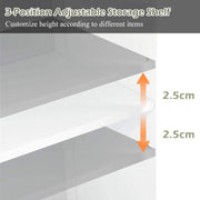 White Bathroom Cabinet 2 Door 6 Shelves Storage Makeup With Mirror Free Standing