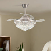 Chic LED Ceiling Fan Modern Chandelier Lamp Living Room Bedroom Pendant Light