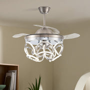 Chic LED Ceiling Fan Modern Chandelier Lamp Living Room Bedroom Pendant Light