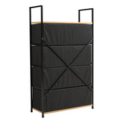 Wood Chest of Drawer Canvas Storage Cabinet Metal Frame Bedroom Office Organiser