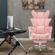 Racing Gaming Chair w/ Arm, Faux Leather Gamer Recliner Home Office, Black Pink