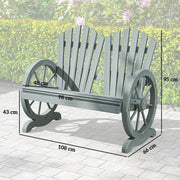2 Seater Garden Bench w/ Wheel-Shaped Armrests Grey