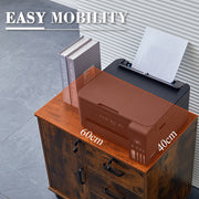 Brown Office Filing Cabinet Mobile Printer Stand File Storage 3 Drawer 4 Wheels