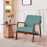 Scandi Armchair Green Upholstered Leisure Lounge Sofa Club Chair Wooden Frame UK