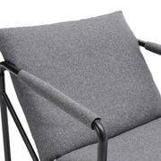 Grey Linen Tub Armchair Metal Frame Single Sofa Soft Camping Picnic Accent Chair