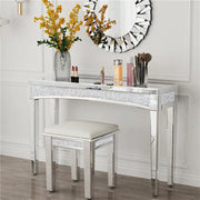 Large Crushed Diamond Silver Mirrored Console Table Lamp End Side Table Bedroom