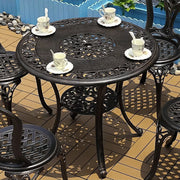 3/5Pcs Cast Aluminum Bistro Set Garden Furniture Dining Table & Cushioned Chairs