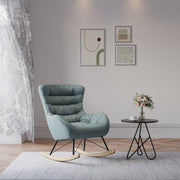 Rocking Chair Wing Back Tub Armchair Fabric Cushiony Seat Rocker Sofa