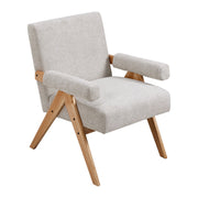 Modern Accent Chair Reading Armchair Upholstered Sofa Rubber Wooden Frame Lounge