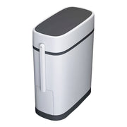Plastic Trash Can with Lid Narrow Bathroom Waste Bins Press Lid Toilet Brush Set