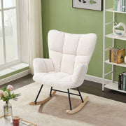 Nursing Rocking Chairs Teddy Velvet Rocker Armchair with Pocket Living Room Sofa