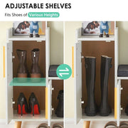 White Shoe Bench Shoe Storage Rack Cabinets with Padded Seat Cushion for Hallway