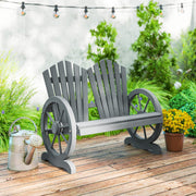 2 Seater Garden Bench w/ Wheel-Shaped Armrests Grey