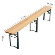 3PCS 7FT Wooden Beer Table Bench Set Folding Trestle Outdoor Picnic Garden Chair