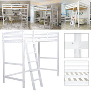 3FT Wooden Loft Bed White Bunk Bed Frame Ladder High Sleeper Cabin Bed Kid Child