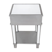 Accent Silver Mirrored End Table Bedroom Living Coffee Side Table Desk w/ Drawer