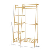 Bamboo Wooden Clothes Rail Hat Rack Open Wardrobe Garment Hanging Display Stand