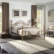 VICTORIAN BRUSHED ANTIQUE BRASS METAL BED FRAME - SMALL DOUBLE - KING