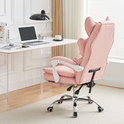 Racing Gaming Chair w/ Arm, Faux Leather Gamer Recliner Home Office, Black Pink