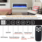 40/50/60/70/80/100'' Insert/ Wall Mounted LED Fireplace Wall Inset Into Fire NEW