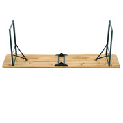 3PCS 7FT Wooden Beer Table Bench Set Folding Trestle Outdoor Picnic Garden Chair