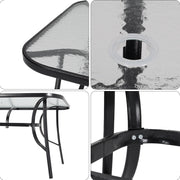 Metal Garden Dining Set Glass Parasol Table And Chairs 4-6 Seater Outdoor Dining