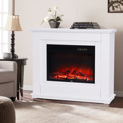 Electric Fireplace LED Log Fire Flame White Surround Standing Heater Set 30/34''