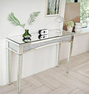 Large Crushed Diamond Silver Mirrored Console Table Lamp End Side Table Bedroom
